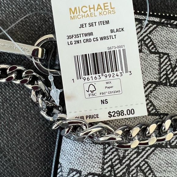 NWT MICHAEL KORS CHARM LARGE 2 IN 1 CREDIT CARD CASE ZIP CLUTCH WRISTLET - Picture 5 of 8